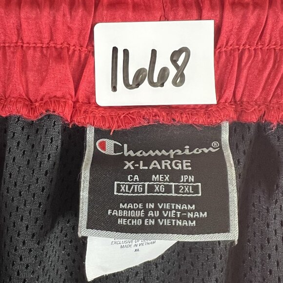 Vintage Champion Big Logo Windbreaker Athletic Gym Shorts Men Sz XL Black - Picture 3 of 10